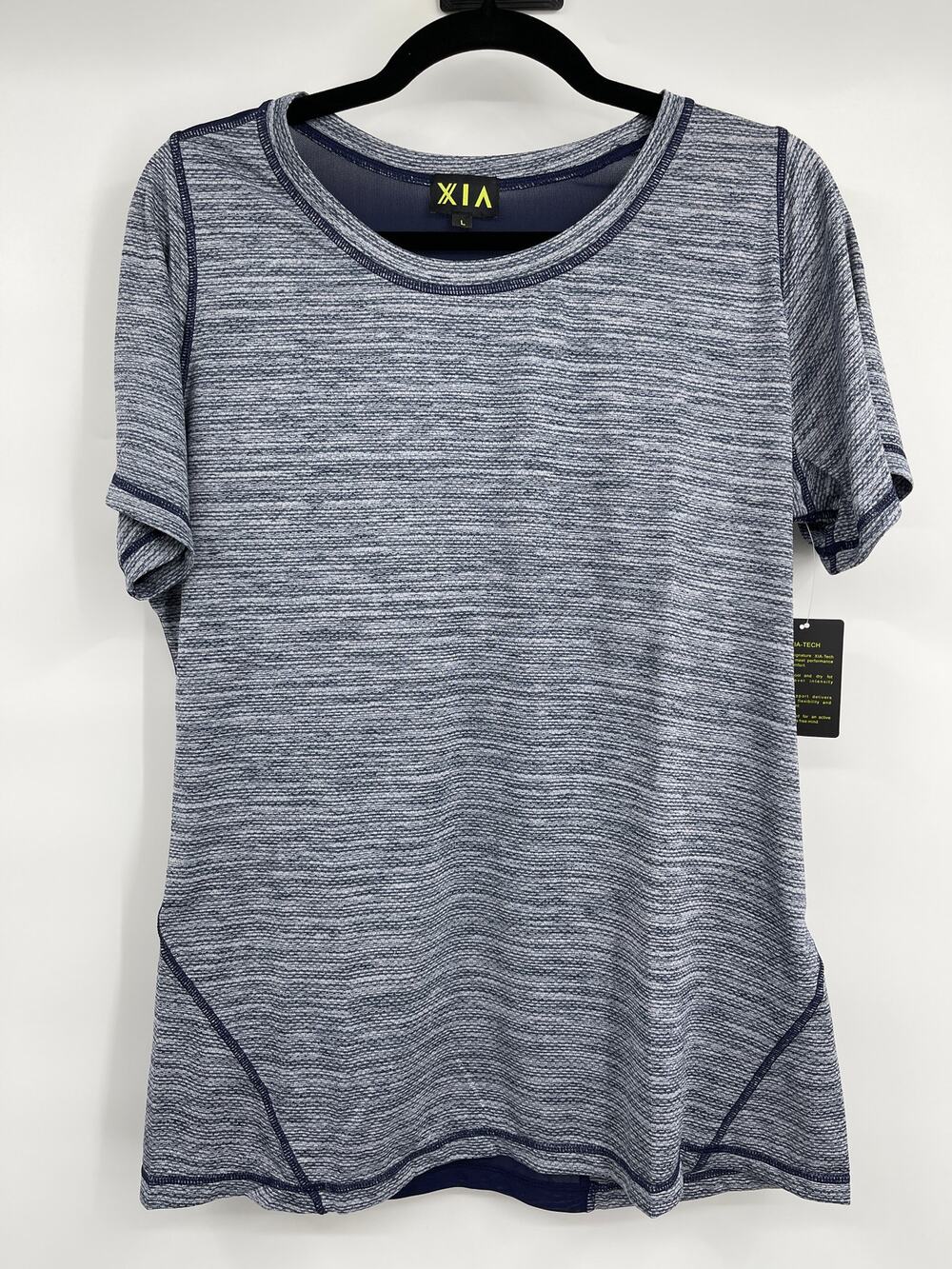 XIA Womens Blue Athletic TShirt Short Sleeve Mesh Top Crew Neck Large NEW
